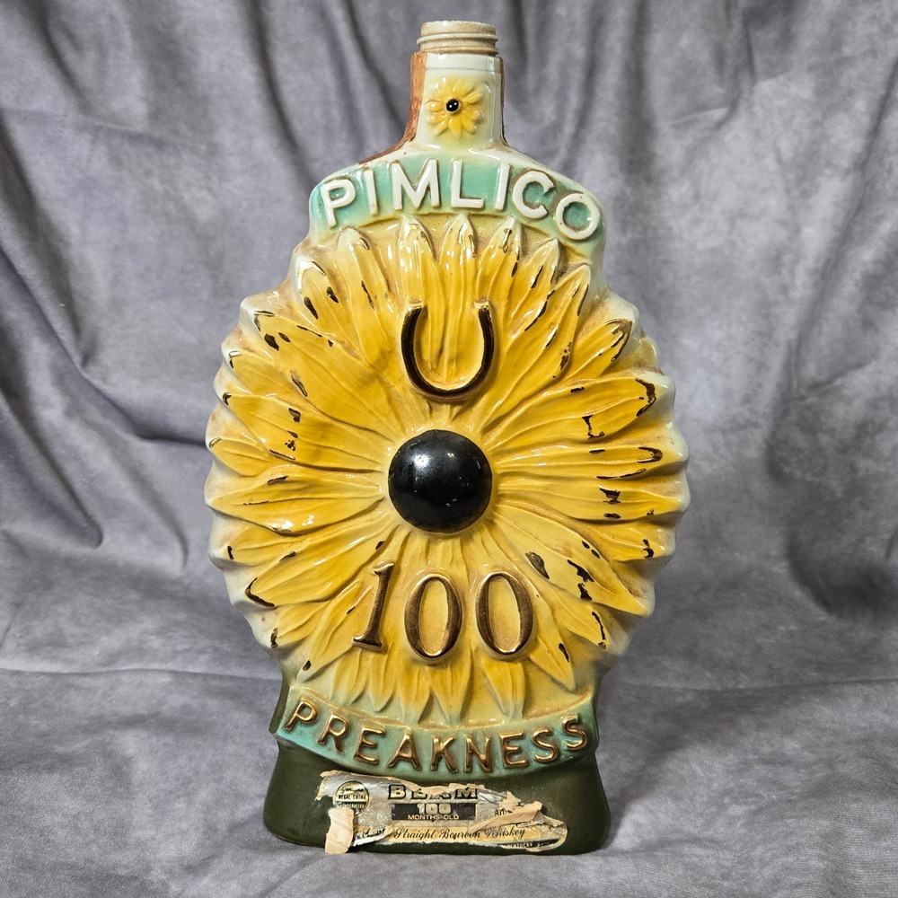 Jim Beam Whiskey Decanter Pimlico 100th Running of The Preakness 1975
